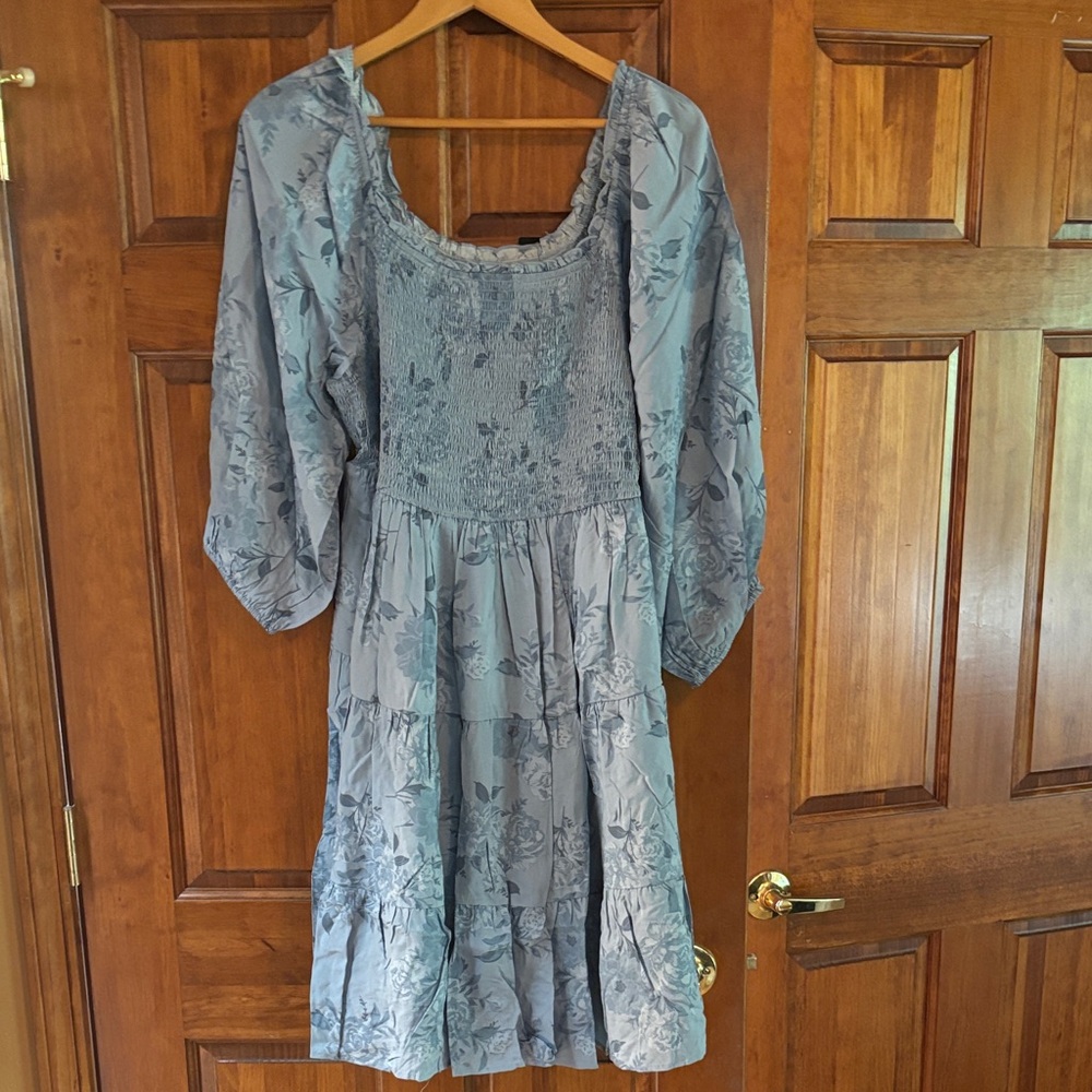Torrid Blue Floral Long Sleeve Dress